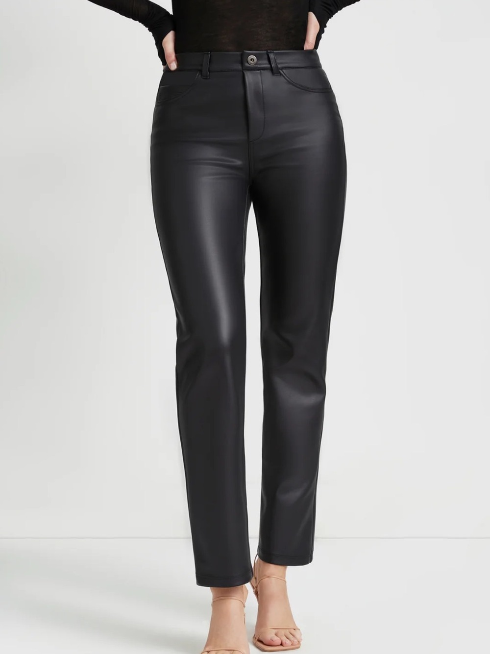 Marcella NYC Vinci Vegan Leather Pants Black Medium $170